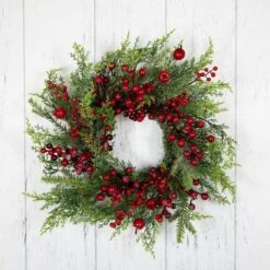 Northlight 24 In. Unlit Frosted Berry And Crabapple Cedar And Pine Artificial Christmas Wreath 13 Northlight 24 In. Unlit Frosted Berry And Crabapple Cedar And Pine Artificial Christmas Wreath -Christmas Decor Shop northlight christmas wreaths 35762347 1f 1000