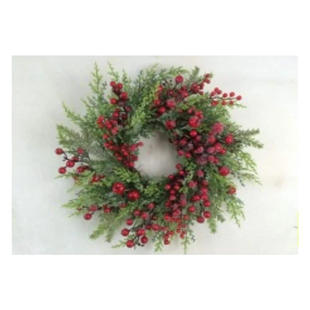 Northlight 24 In. Unlit Frosted Berry And Crabapple Cedar And Pine Artificial Christmas Wreath 5 Northlight 24 In. Unlit Frosted Berry And Crabapple Cedar And Pine Artificial Christmas Wreath - Image 3