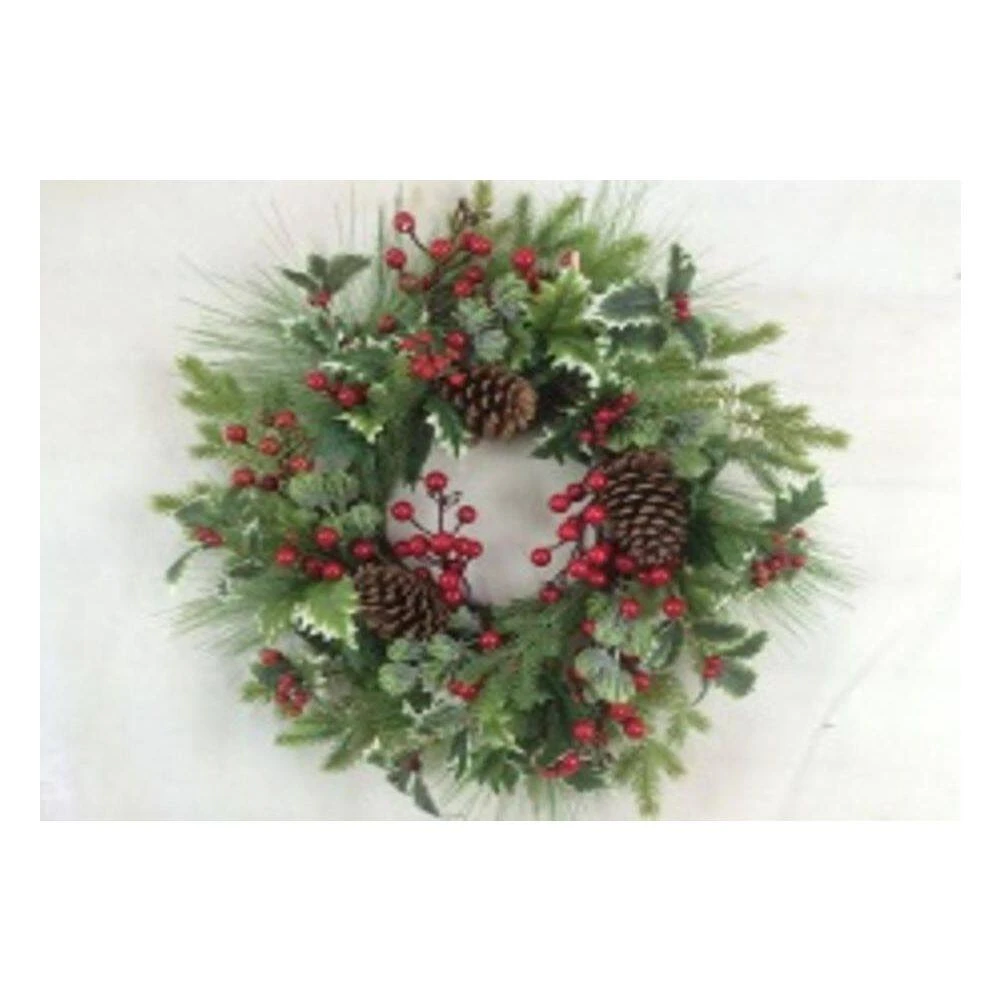 Northlight 24 In. Unlit Holly And Berries Frosted Thistle And Pine Artificial Christmas Wreath 5 Northlight 24 In. Unlit Holly And Berries Frosted Thistle And Pine Artificial Christmas Wreath - Image 3