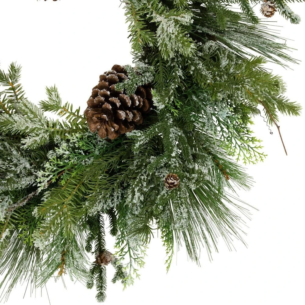 Northlight 28 In. Unlit Frosted Mixed Pine And Cedar Artificial Christmas Wreath 7 Northlight 28 In. Unlit Frosted Mixed Pine And Cedar Artificial Christmas Wreath - Image 5