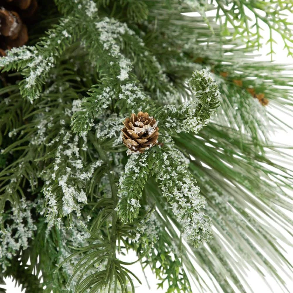 Northlight 28 In. Unlit Frosted Mixed Pine And Cedar Artificial Christmas Wreath 5 Northlight 28 In. Unlit Frosted Mixed Pine And Cedar Artificial Christmas Wreath - Image 3