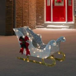 Northlight 30.25in. LED Lighted Glittery White Sleigh Outdoor Christmas Decoration -Christmas Decor Shop northlight christmas yard decorations 35250574 c3 1000
