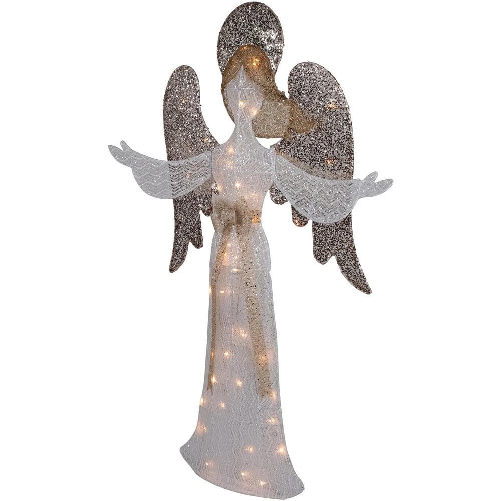 Northlight 49.25 In. LED Lighted White And Gold Angel Christmas Decoration 5 Northlight 49.25 In. LED Lighted White And Gold Angel Christmas Decoration - Image 3