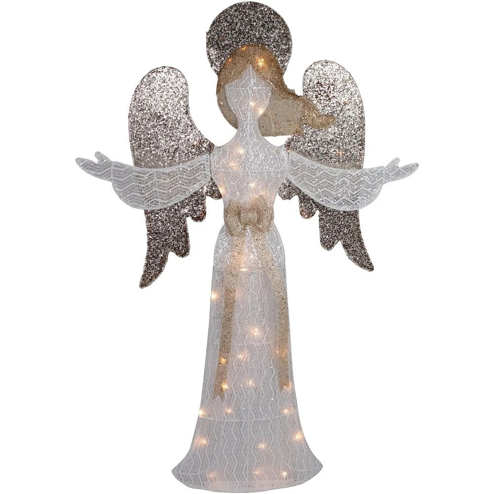 Northlight 49.25 In. LED Lighted White And Gold Angel Christmas Decoration 3 Northlight 49.25 In. LED Lighted White And Gold Angel Christmas Decoration