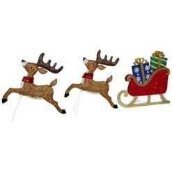 Northlight (Set Of 3) Lighted Reindeer And Sleigh Outdoor Christmas Decoration 25.25 In. -Christmas Decor Shop northlight christmas yard decorations 35681658 1f 1000
