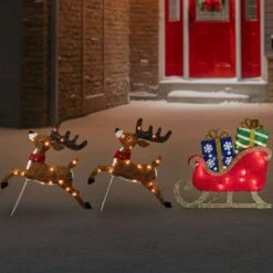 Northlight (Set Of 3) Lighted Reindeer And Sleigh Outdoor Christmas Decoration 25.25 In. -Christmas Decor Shop northlight christmas yard decorations 35681658 31 1000