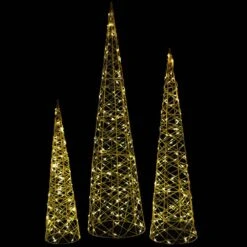 Northlight LED Lighted Twinkle Outdoor Christmas Cone Trees-39.5in.-Gold-Set Of 3 -Christmas Decor Shop northlight christmas yard decorations 35681661 4f 1000
