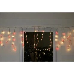 Northlight 50-Light Red And Clear Mini Window Curtain Icicle Christmas Lights With White Wire -Christmas Decor Shop northlight icicle lights 32915484 31 1000