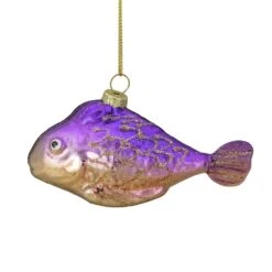 Northlight 4 In. Purple And Gold Glass Fish Christmas Ornament