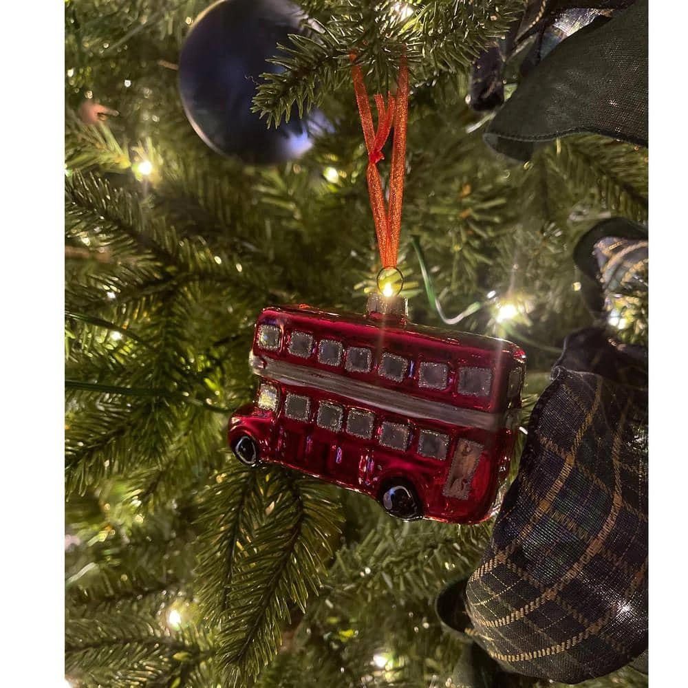 Northlight 3.75 In. Red And Silver Double Decker Bus Glass Christmas Ornament 7 Northlight 3.75 In. Red And Silver Double Decker Bus Glass Christmas Ornament - Image 5