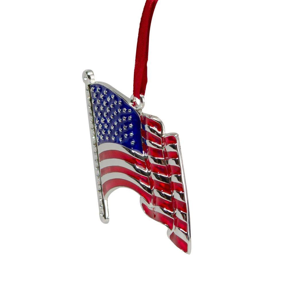 Northlight 3.25 In. Silver Plated American Flag With European Crystals Christmas Ornament 5 Northlight 3.25 In. Silver Plated American Flag With European Crystals Christmas Ornament - Image 3