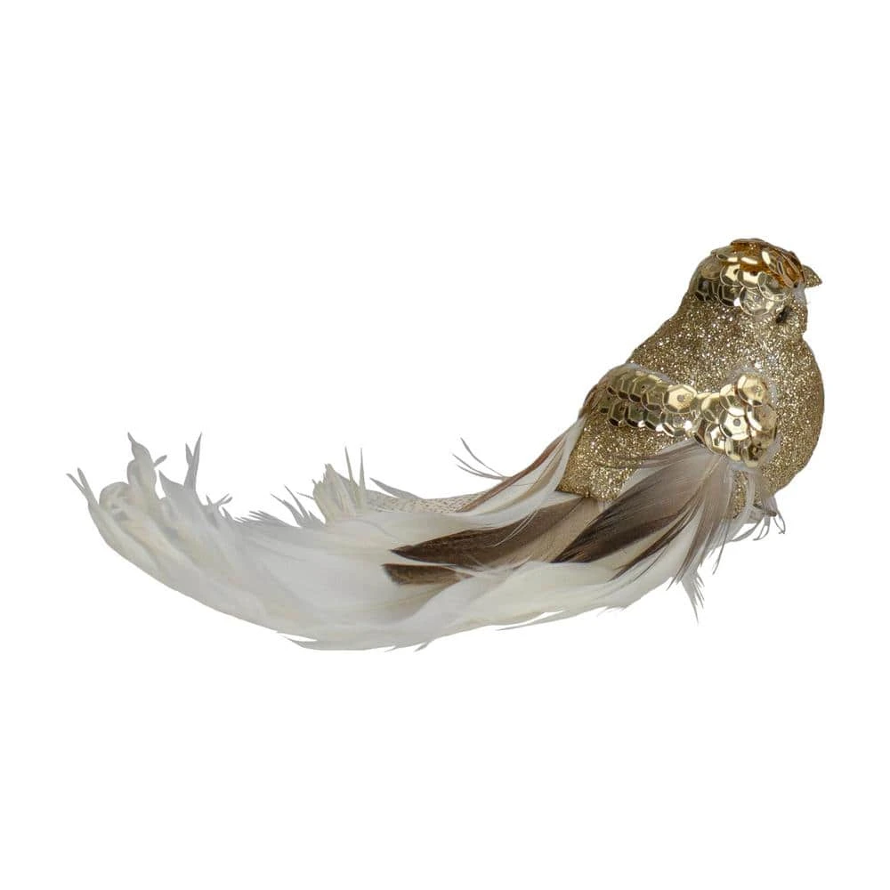 Northlight 6 In. Gold And White Embellished Bird With Clip Christmas Ornament 6 Northlight 6 In. Gold And White Embellished Bird With Clip Christmas Ornament - Image 4