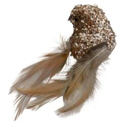 Northlight 5.5 In. Left-Facing Champagne Gold Beaded Clip On Bird Christmas Ornament -Christmas Decor Shop northlight single christmas ornaments 34300504 4f 1000