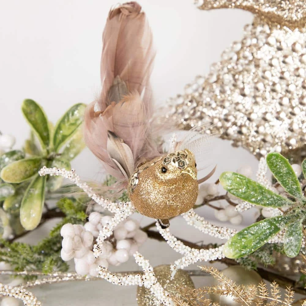 Northlight 6.75 In. Gold Sequined And Glittered Clip-On Bird Christmas Ornament 7 Northlight 6.75 In. Gold Sequined And Glittered Clip-On Bird Christmas Ornament - Image 5