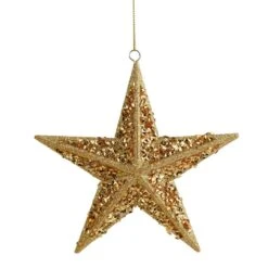 Northlight 5.5 In. Gold Star Shaped Glittered Christmas Ornament