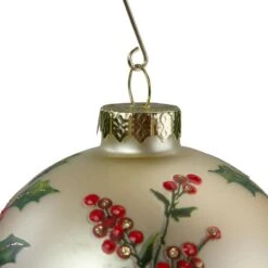 Northlight 4 In. Glass Gold Red And Green Holly Berry Christmas Ornament -Christmas Decor Shop northlight single christmas ornaments 34314335 4f 1000