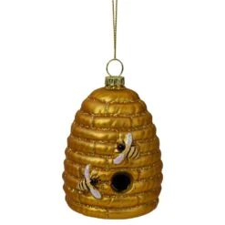 Northlight 3.5 In. Gold Holiday Collections Glass Beehive Christmas Ornament
