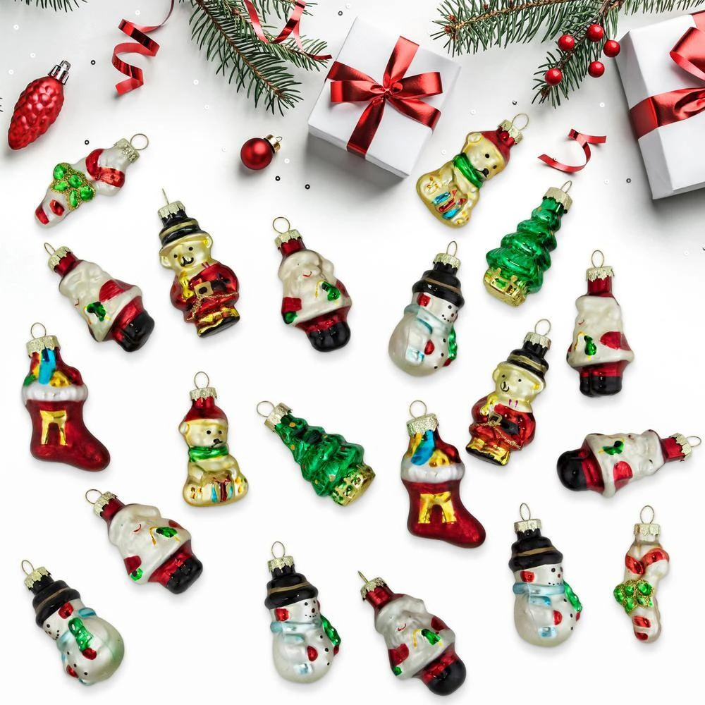 Northlight 1.75 In. Holiday Figurines Glass Christmas Ornaments (Set Of 20) 4 Northlight 1.75 In. Holiday Figurines Glass Christmas Ornaments (Set Of 20) - Image 2