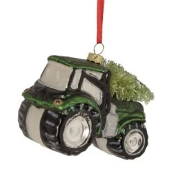 Northlight 4 In. Green Tractor With A Christmas Tree On Top Glass Ornament -Christmas Decor Shop northlight single christmas ornaments 34861488 4f 1000