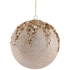 Northlight 4 In. Gold Mercury Glass Style Shatterproof Christmas Ball Plastic Ornament With Beads -Christmas Decor Shop northlight single christmas ornaments 34861504 44 1000