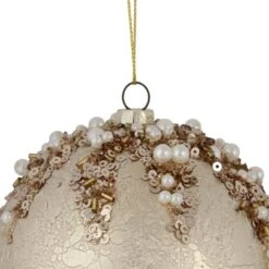 Northlight 4 In. Gold Mercury Glass Style Shatterproof Christmas Ball Plastic Ornament With Beads -Christmas Decor Shop northlight single christmas ornaments 34861504 c3 1000