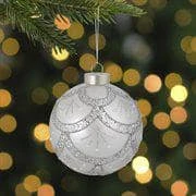 Northlight 4 In. Glittered Cosmoid Silver Glass Christmas Ball Ornament 6 Northlight 4 In. Glittered Cosmoid Silver Glass Christmas Ball Ornament - Image 4
