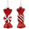 Northlight 4 In. Shiny Red And White Glittered Candy Christmas Glass Ornaments (Set Of 2) -Christmas Decor Shop northlight single christmas ornaments 35699476 64 1000