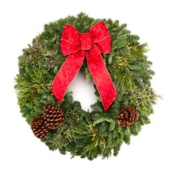 22 In. Fresh Noble Fir And Cedar Christmas Wreath With Naturally Colorful Berries And Pine Cones