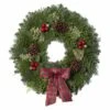 22 In. Live Jingle Bell Christmas Wreath With Bright Red Bow And Fresh Pacific Northwest Evergreen Cuttings -Christmas Decor Shop online orchards christmas wreaths chwr030 64 1000