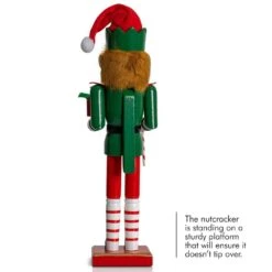 15 In. Wooden Christmas Elf Holiday Nutcracker-Red And Green Elf With Candy Cane And Gift Box Holiday Nutcracker Decor -Christmas Decor Shop ornativity christmas figurines or 169 44 1000