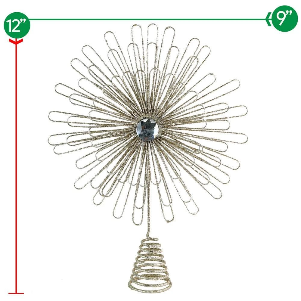 Flower Sunburst Tree Topper - Christmas Glitter Holiday Starburst Decoration 7 Flower Sunburst Tree Topper - Christmas Glitter Holiday Starburst Decoration - Image 5