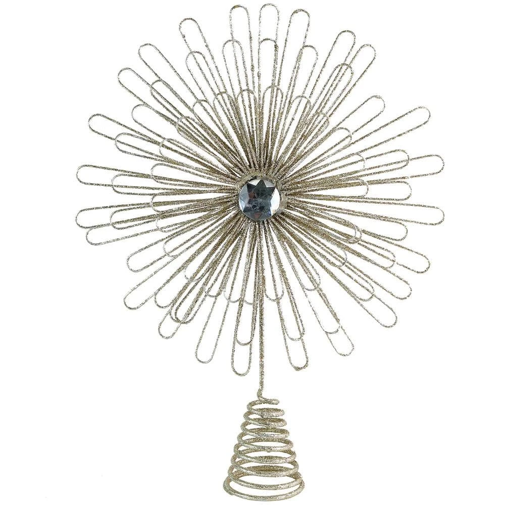 Flower Sunburst Tree Topper - Christmas Glitter Holiday Starburst Decoration 3 Flower Sunburst Tree Topper - Christmas Glitter Holiday Starburst Decoration