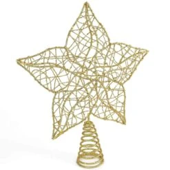 Glittered Star Tree Topper - Christmas Gold Sparkle Wire Star Leafy Decoration -Christmas Decor Shop ornativity christmas tree toppers or 114 1f 1000