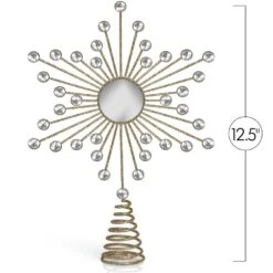 Jewel Star Tree Topper - Gold Glitter Sparkling Metal Wire Star Topper With Sparkly Gem Finish Tree Top Decor -Christmas Decor Shop ornativity christmas tree toppers or 157 fa 1000