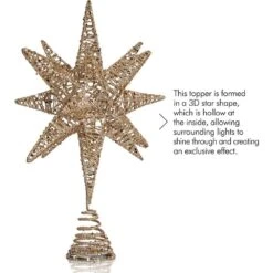 White Gold Tree Topper - Christmas Gold 3D Glitter Star Ornament Treetop Decoration -Christmas Decor Shop ornativity christmas tree toppers or 165 c3 1000