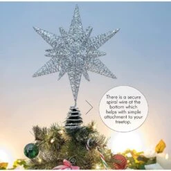 Silver Star Tree Topper - Christmas Silver 3D Glitter Star Ornament Treetop Decoration -Christmas Decor Shop ornativity christmas tree toppers or 166 4f 1000