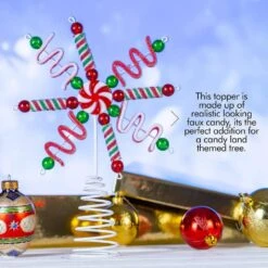 Candy Snowflake Tree Topper - Peppermint Candy Cane Sour Licorice Star Snowflake Christmas Tree Topper Decor -Christmas Decor Shop ornativity christmas tree toppers or 180 44 1000