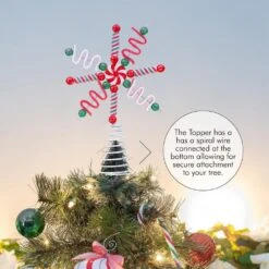 Candy Snowflake Tree Topper - Peppermint Candy Cane Sour Licorice Star Snowflake Christmas Tree Topper Decor -Christmas Decor Shop ornativity christmas tree toppers or 180 4f 1000