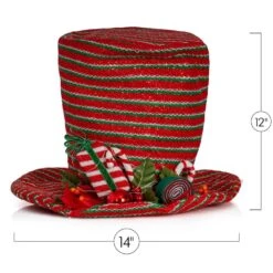 Snowman Hat Tree Topper -Holiday Hat Christmas Tree Top Decor With Red Berries, Mistletoe, Candy And LED Lights -Christmas Decor Shop ornativity christmas tree toppers or 181 fa 1000