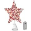 Christmas Rattan Tree Topper - Red And White Xmas Rustic Star LED Light Up Tree Topper Ornament Decoration -Christmas Decor Shop ornativity christmas tree toppers or 182 64 1000