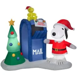Peanuts 5.6 Ft. Pre-lit Inflatable Airblown Snoopy And Woodstock With Mailbox Scene