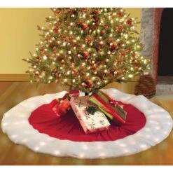 Brillient 60 In. LED Table/Christmas Tree Skirt 8 Function Controller -Christmas Decor Shop product works christmas tree skirts 46528 31 1000