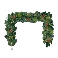6 Ft. Green Battery Operated Prelit Decorated Artifical Christmas Garland With Pine Cones