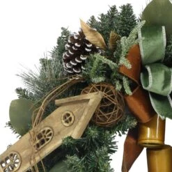 24 In. Green Unlit Artificial Christmas Wreath With Brown Decorations 9 24 In. Green Unlit Artificial Christmas Wreath With Brown Decorations -Christmas Decor Shop puleo international christmas garland 4456 w24 fa 1000