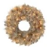 24 In. Battery-Operated Pre-Lit Tan Artificial Christmas Wreath With 35 Warm White Lights -Christmas Decor Shop puleo international christmas garland 4629 w24lw035 bo 64 1000