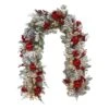 6 Ft. Green Prelit Flocked Artificial Christmas Garland With Pine Cones, Red And Silver Ornaments, And Red Berries -Christmas Decor Shop puleo international christmas garland 4646 g610lw120 bo 64 1000