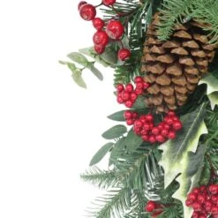 6 Ft. Green Battery-Operated Prelit Decorated Artificial Christmas Garland With Pine Cones And Red Berries -Christmas Decor Shop puleo international christmas garland 4647 g6 10lw120 bo c3 1000