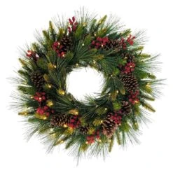 26 In. Pre-Lit Green Adorned Artificial Christmas Wreath