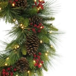 26 In. Pre-Lit Green Adorned Artificial Christmas Wreath -Christmas Decor Shop puleo international christmas garland 51021 w26lw08 bo fa 1000