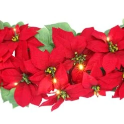 6 Ft. X 12 In. Pre-Lit Battery-Operated Red Poinsettia Artificial Christmas Garland 9 6 Ft. X 12 In. Pre-Lit Battery-Operated Red Poinsettia Artificial Christmas Garland -Christmas Decor Shop puleo international christmas garland 51067 g6 12rdlw04 bo fa 1000
